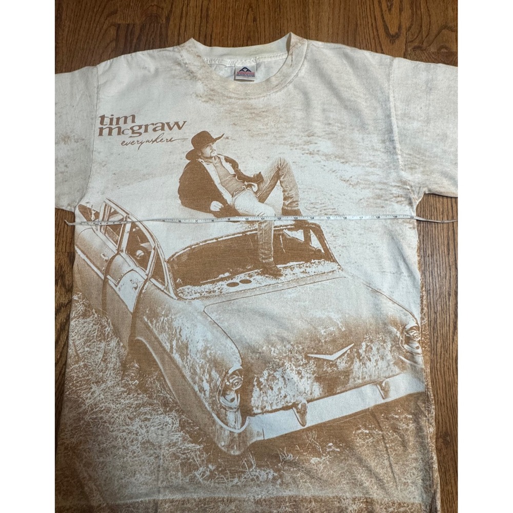 Tim McGraw Everywhere Vintage Graphic T-Shirt Mens Large AAA Sepia Country Music - Picture 4 of 11
